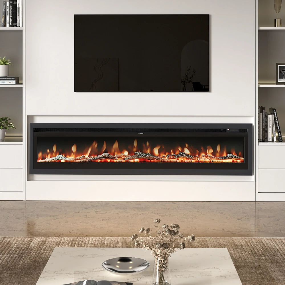 70/80 Inch Electric Fireplace with Remote 12 Flame Colours 1800W Home Decoration