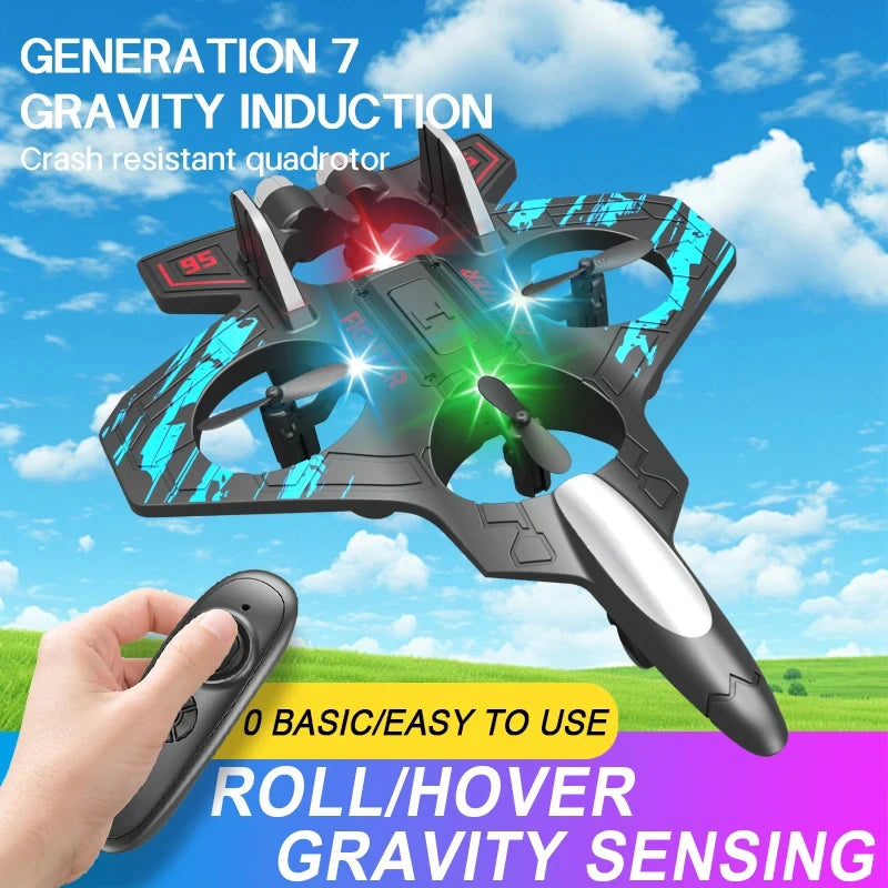 2.4G Remote Control Fighter Electric Foam Glider Stunt Tumbling UAV Helicopter with LED Lights