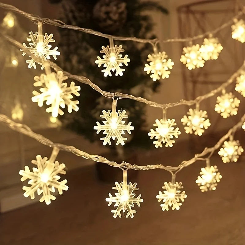 3m LED Snowflake Curtain, Romantic Christmas String Lights For Home Bedroom Indoor Decor