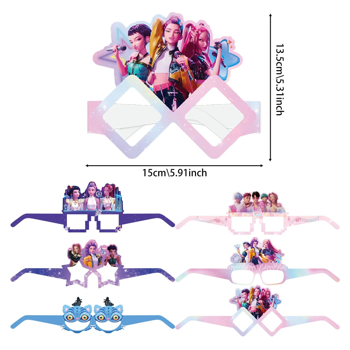 K-pop Demon Hunters Christmas Party Favors Anime Demon Hunting Cupcake Toppers Postcard Group Cards Stickers Banner Balloon Sets