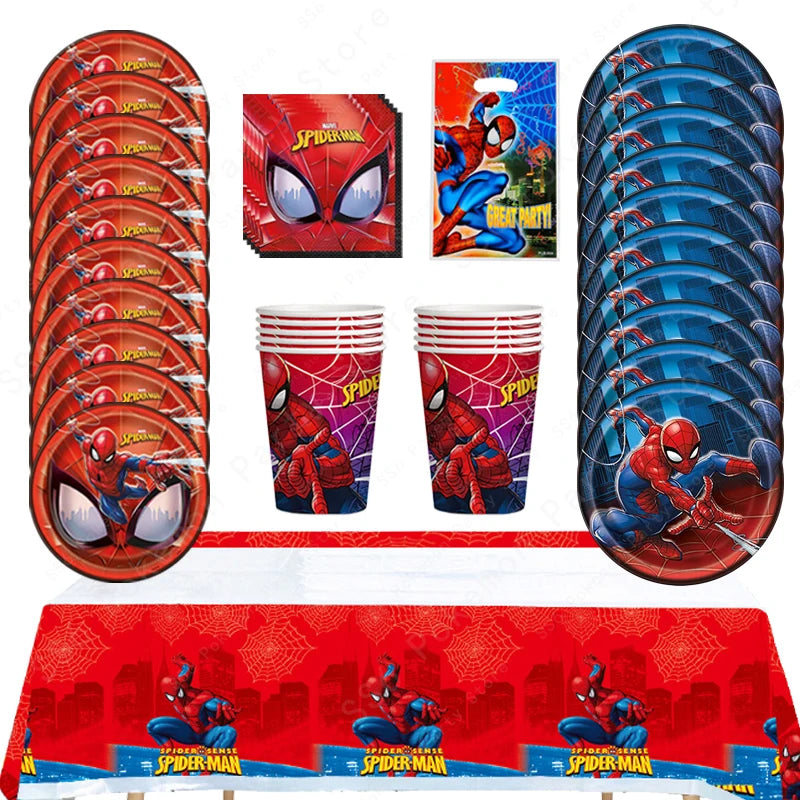 Spiderman Birthday Party Decorations Disposable Tableware Plate Cup Napkins Bags Supplies Set