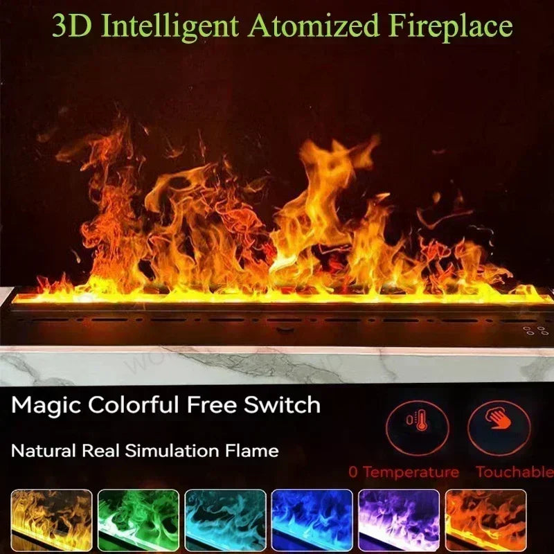 3D Atomizing Fireplace For Living Room Multi-color Fake Flame Electronic Remote Control Water Steam