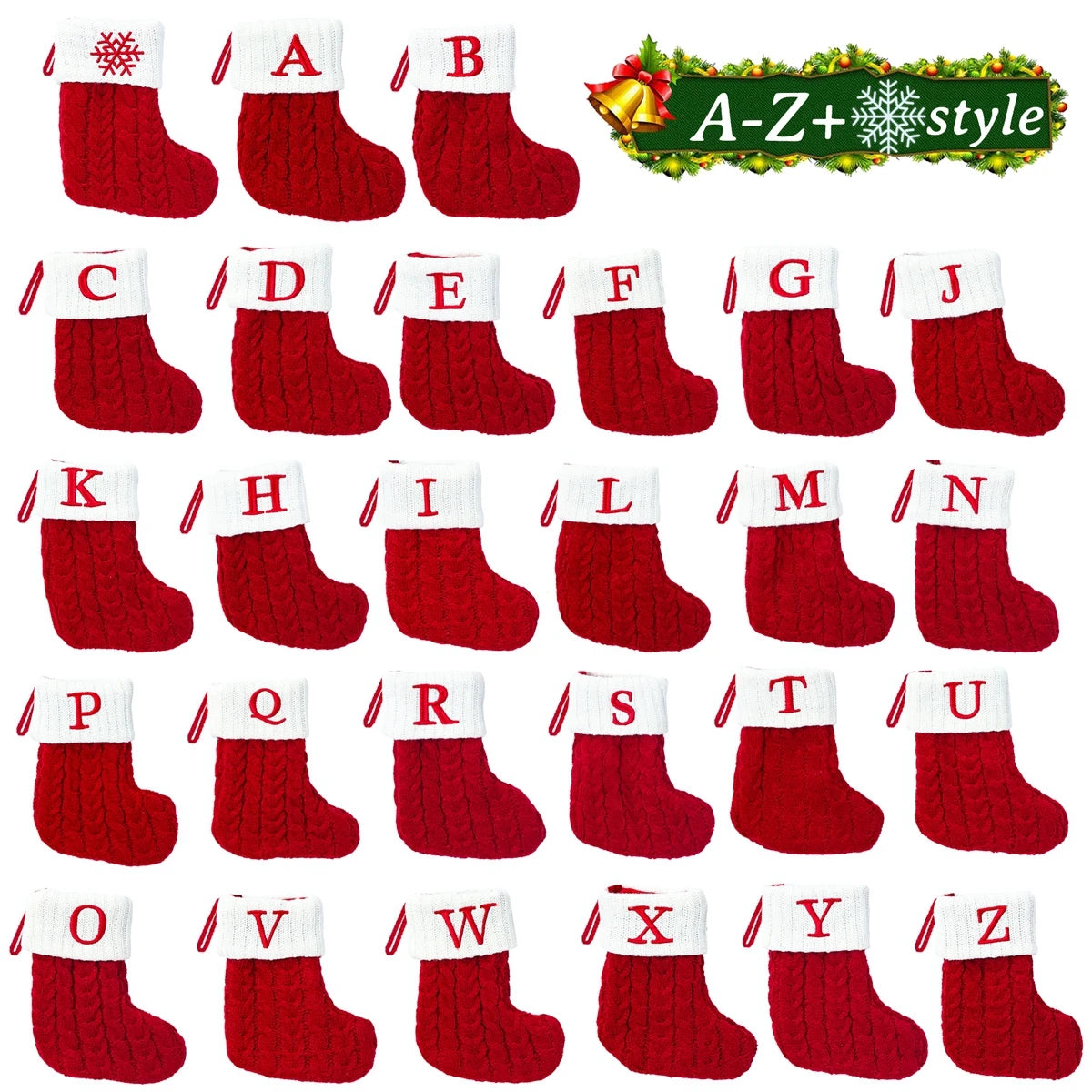 Christmas Socks Knitting Snowflake Letter Decoration 2025 For Home Xmas Tree Ornament Gift