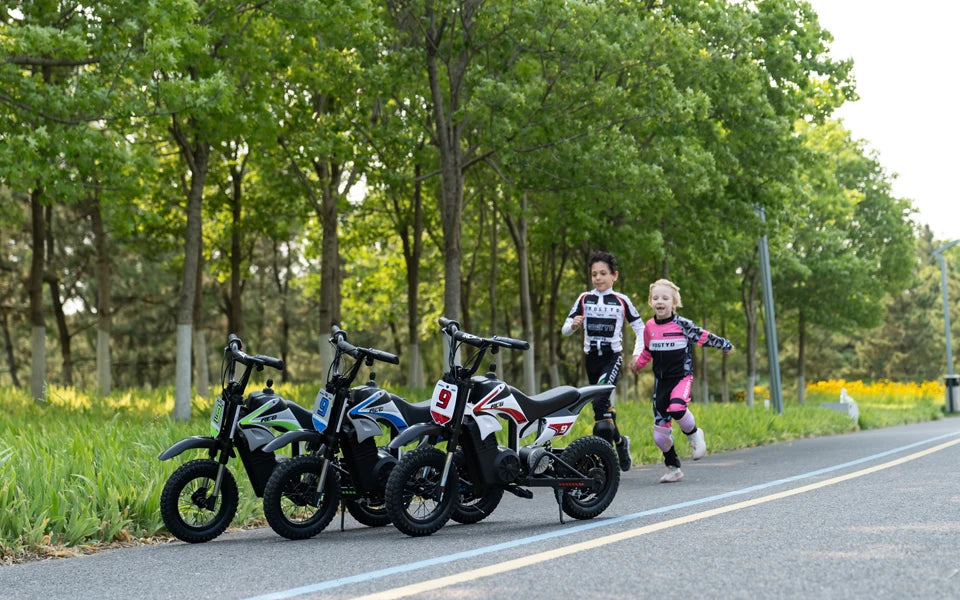 RCB Electric Motorcycle Kids, 36V 350W R9X PRO- Up 25KM/H &16KM Long-Range, 3-Speed