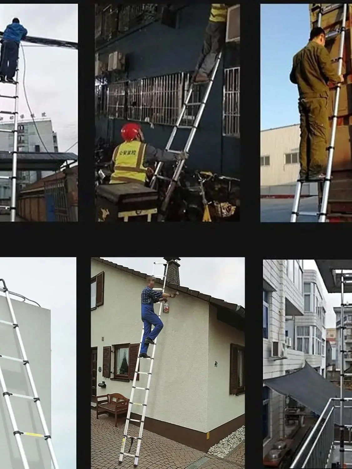 Telescopic Ladder 5M/16.4FT Multi-Purpose Folding Ladder with Hooks, Extendable Loft Ladder Portable Collapsible Ladder, EN131