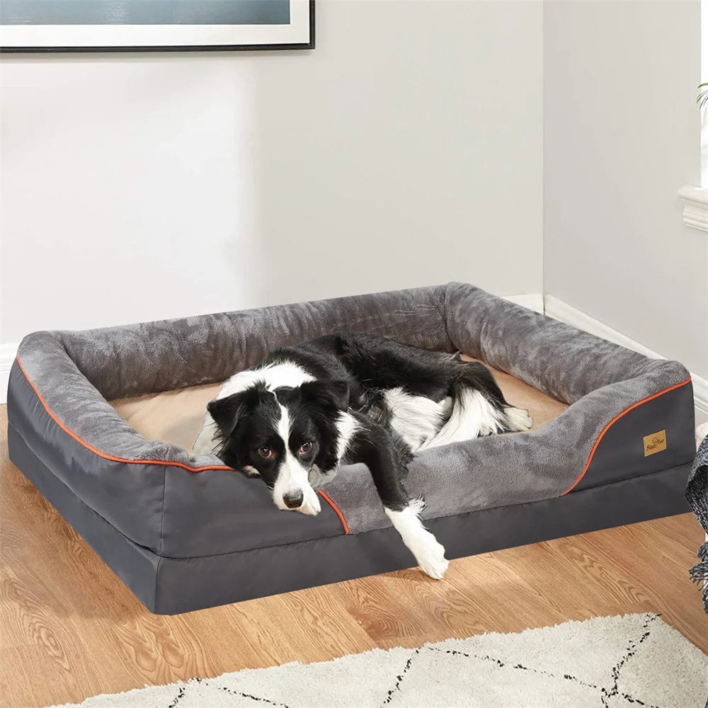 Jumbo Large Orthopedic Dog Bed Memory Foam Pet Sofa Couch Waterproof Elevated Cushion Warm & Removable Cover
