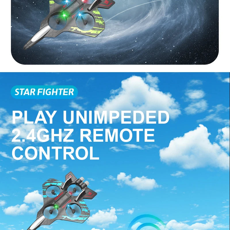 2.4G Remote Control Fighter Electric Foam Glider Stunt Tumbling UAV Helicopter with LED Lights