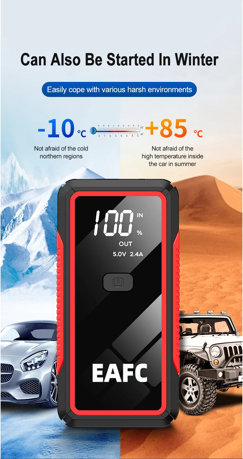 12V Car Jump Starter 600A-2000A Car Battery Starter Booster Emergency Start Portable Power Bank