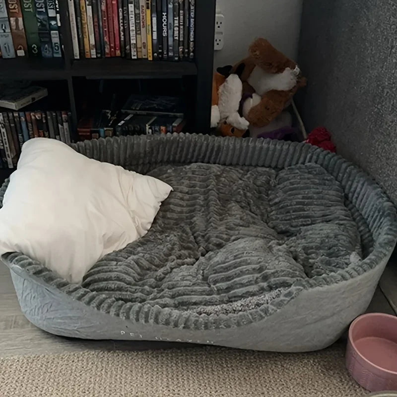 Super Soft Chew Resistant Dog Bed, Luxury Plush Thickened Mat, Machine Washable All Season Pet Sofa Cushion for Small Large Dogs