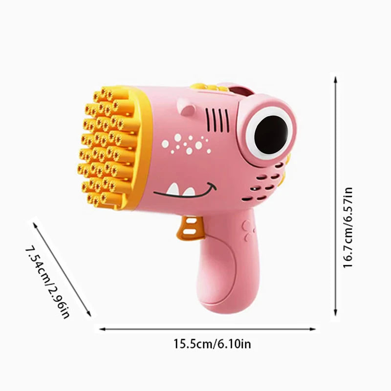 40 Hole Dinosaur Handheld Bubble Machine, Electric Bubble Gun Outdoor Toy