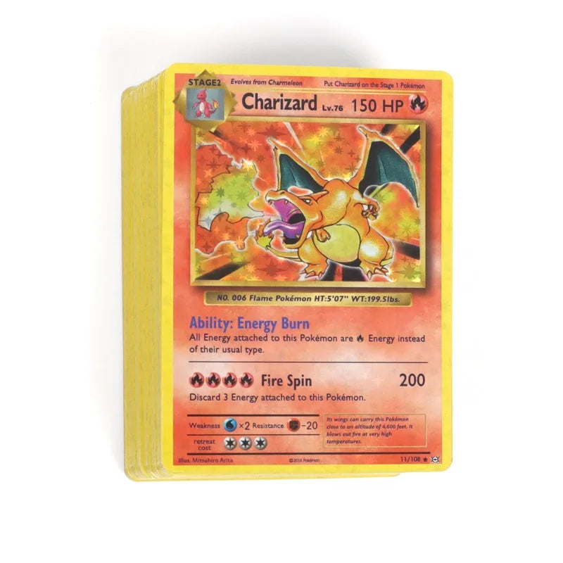 60/100Pcs English Pokemon Card 1996 Year Shining Charizard Pikachu Mewtwo trade Card Kids Pokemon Toy