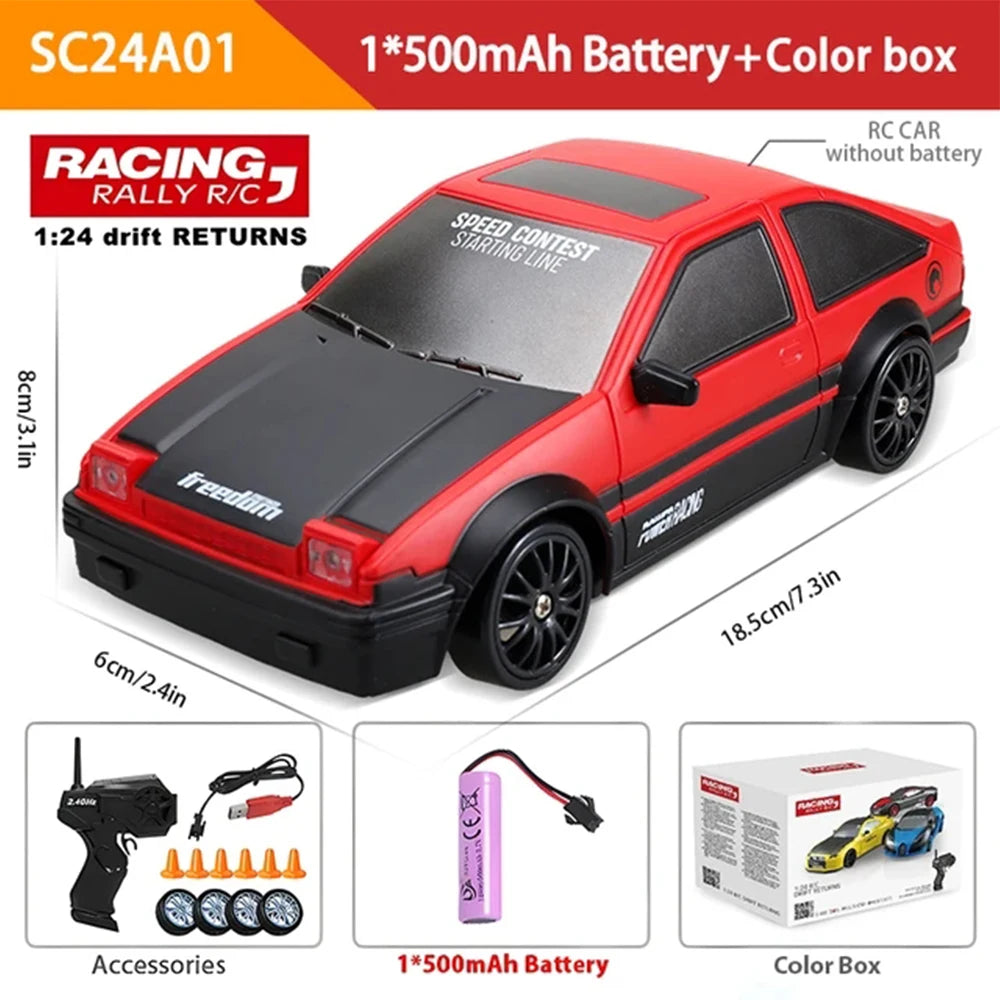 1:24 High Speed RC Drift Vehicle Cars Mustang 4WD Remote Control Racing Car Gift Toy