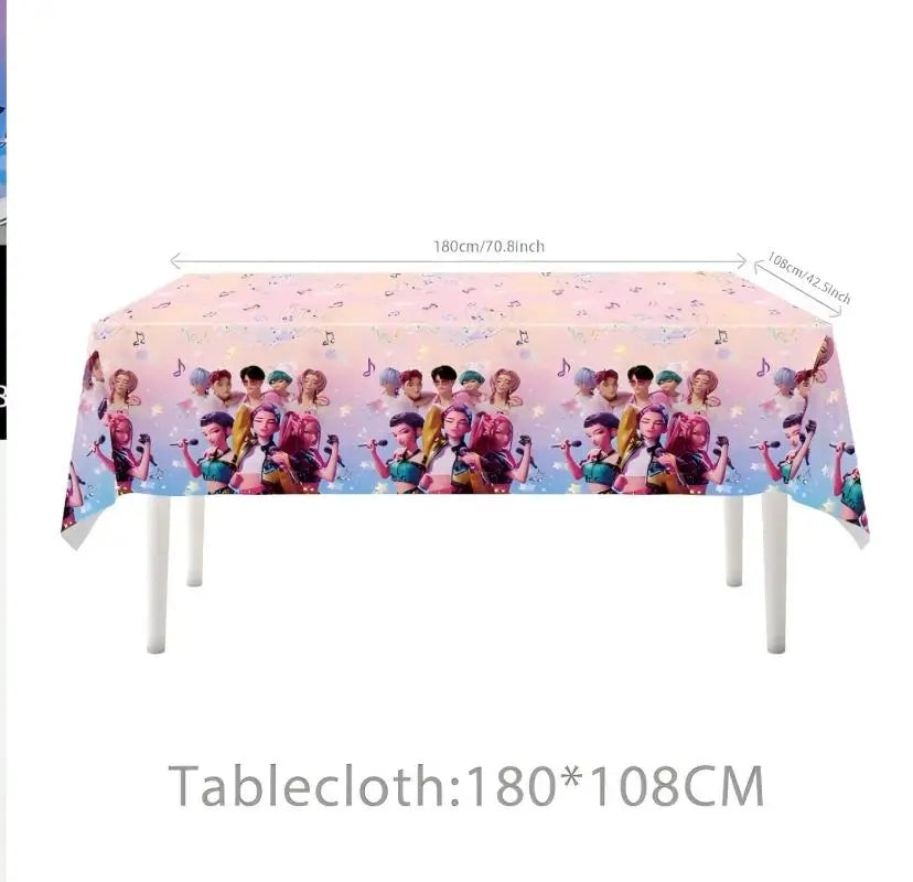 NEW Kpop Demon Hunter Decoration Birthday Supplies Kpop Birthday Theme Ballons Plate Cup Napkin Gift Bag Background Party Favor
