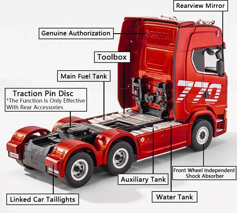 770S Alloy Tractor 19CH RC Truck 1/18 2.4G remote control Engineering Trailer Truck with Light and Sound Toys