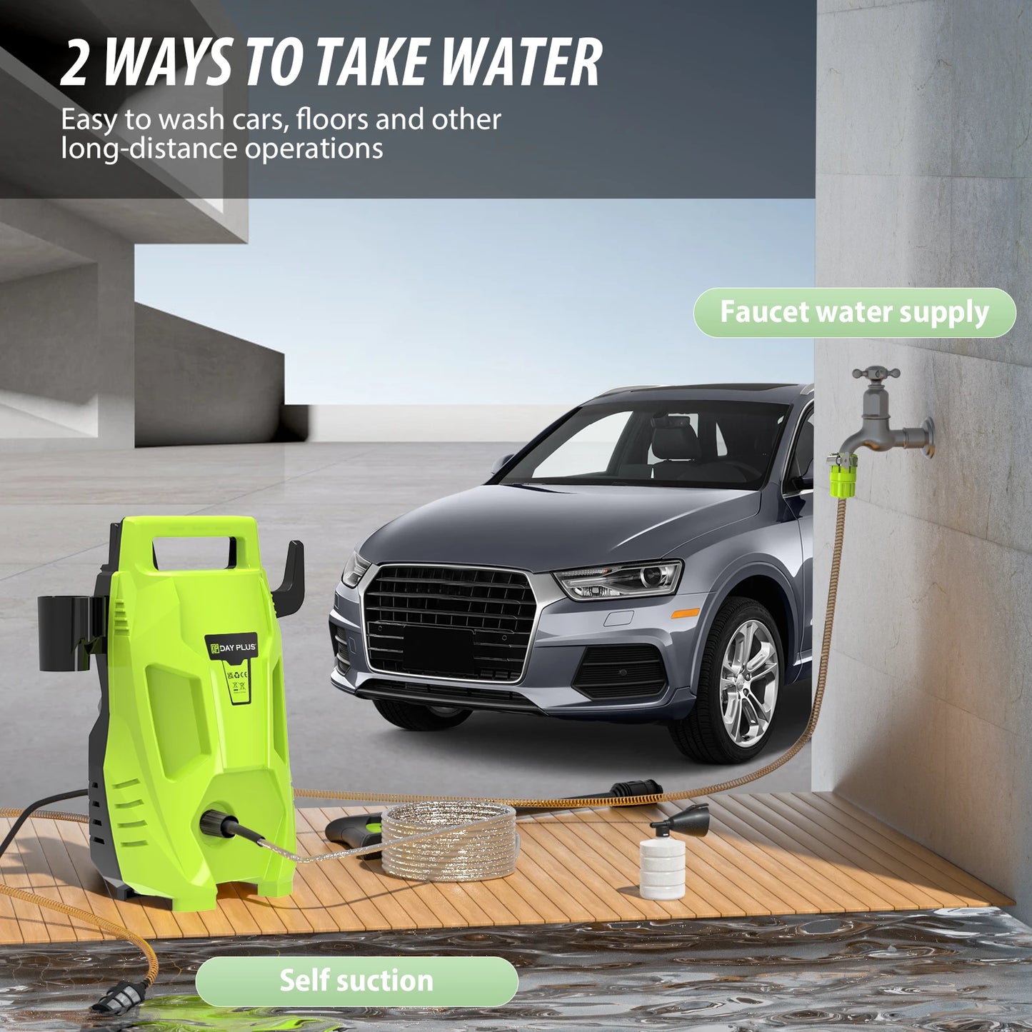 DayPlus 5000W High Pressure Washer Portable Jet  Car Patio Garden Driveway Cleaner 350Bar/5000PSI