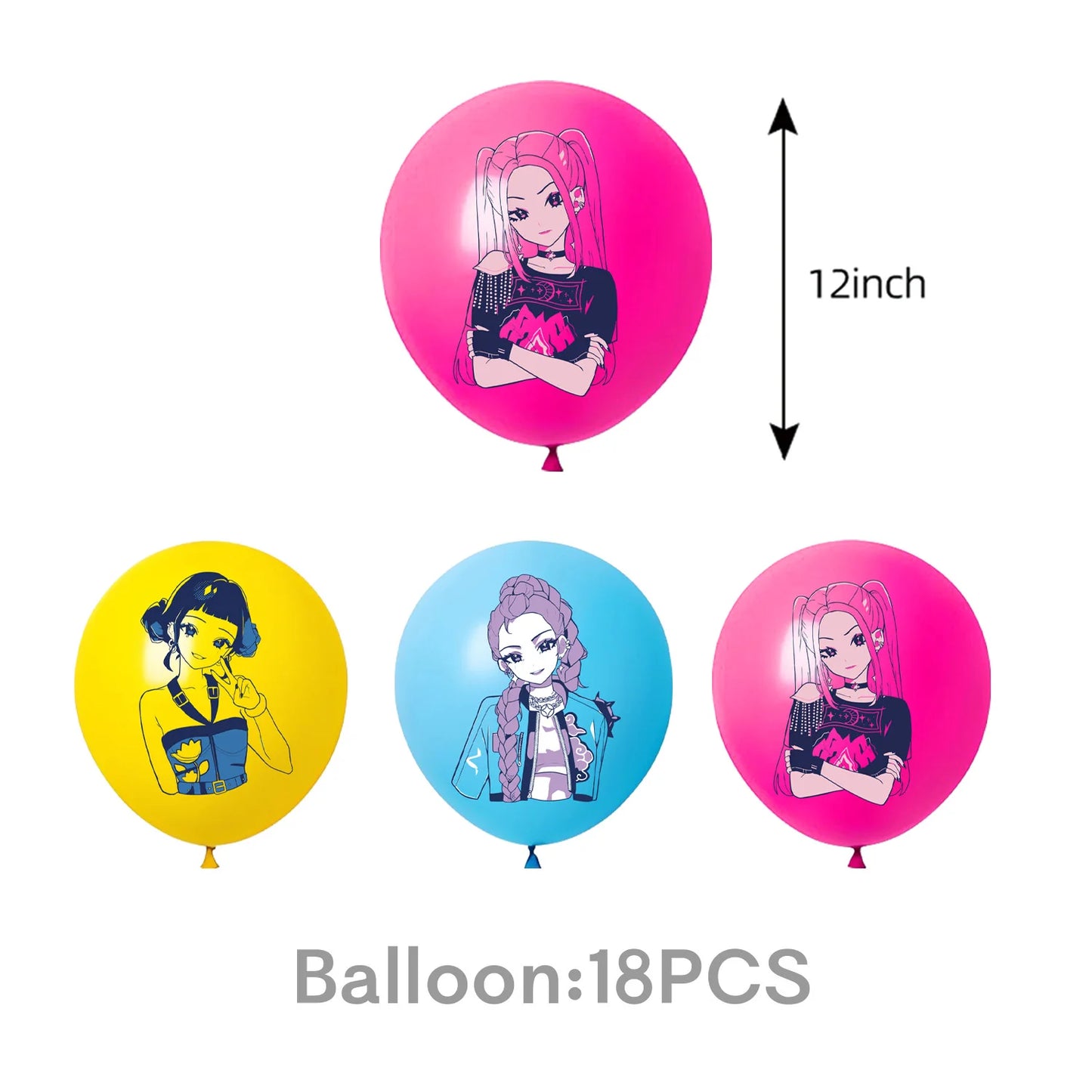 k pop demon hunters Hand-drawn Theme Birthday Party Decorations cake topper balloon banner for Girls Baby Shower Supply