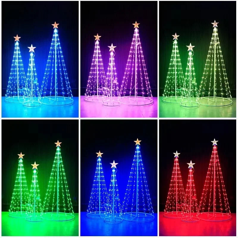 Control Christmas NEW LED Tree Indoor Outdoor Metal Ring Led String Decorative Light