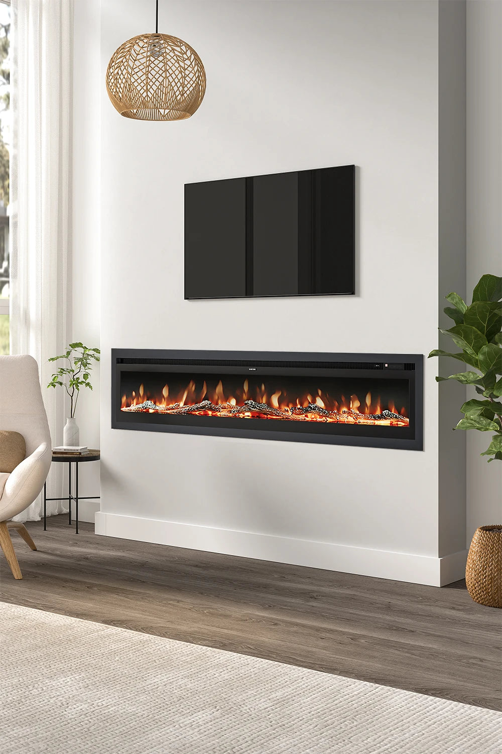 70/80 Inch Electric Fireplace with Remote 12 Flame Colours 1800W Home Decoration