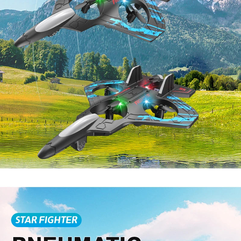 2.4G Remote Control Fighter Electric Foam Glider Stunt Tumbling UAV Helicopter with LED Lights