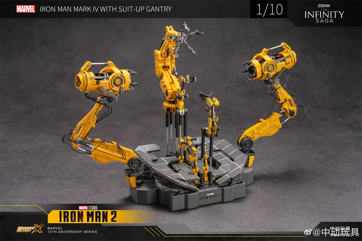 ZD Original Iron Man SUIT-UP GANTRY 1/10 Marvel Legend Demolition stand LED Light MK6 MK4 Armor Tony Stark Model Action Figure