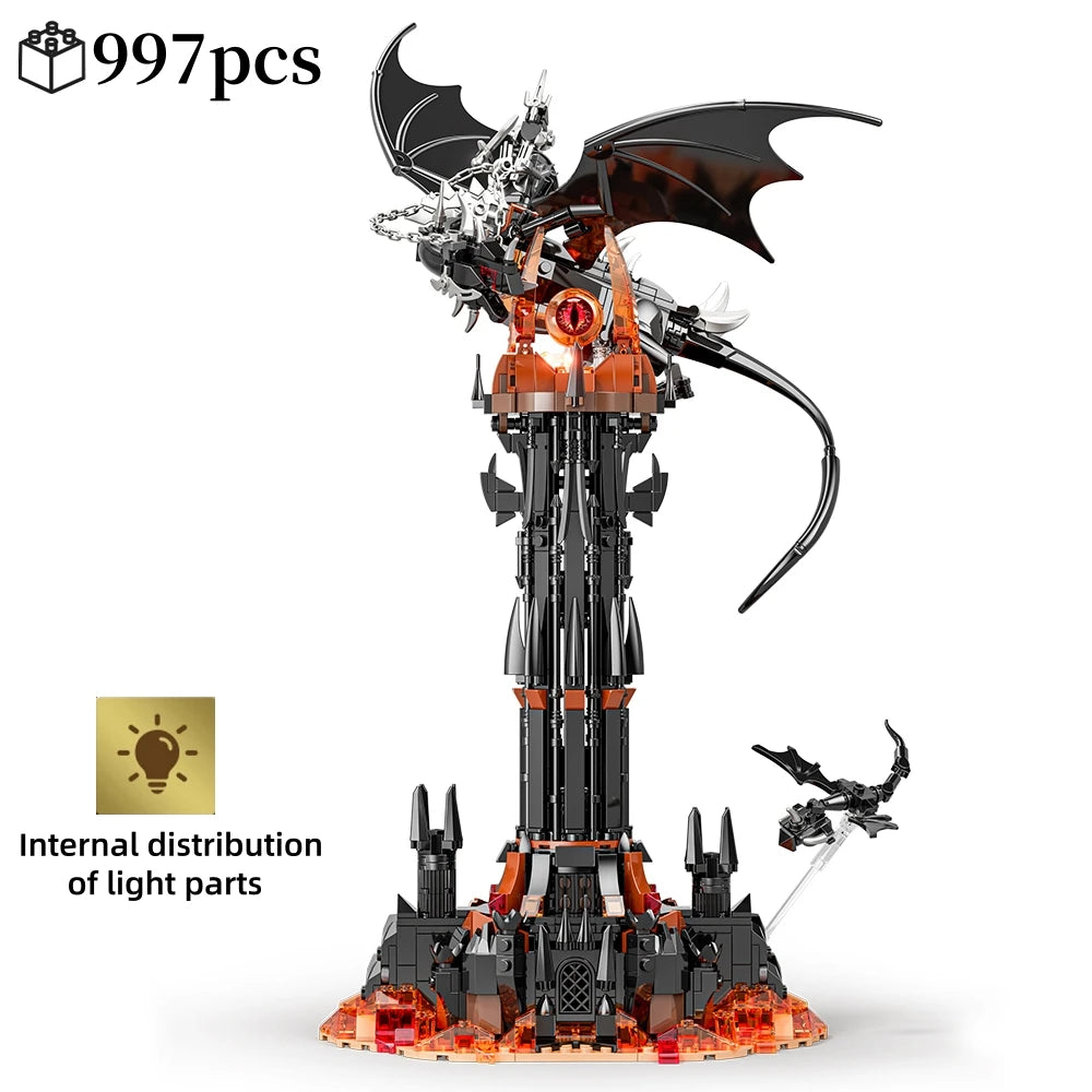 Moc-Lord Movie Rings Model The Fell Beast Magic Tower Building Blocks Fortress Castle Creative Assemble  Bricks Toys Gift For Kids
