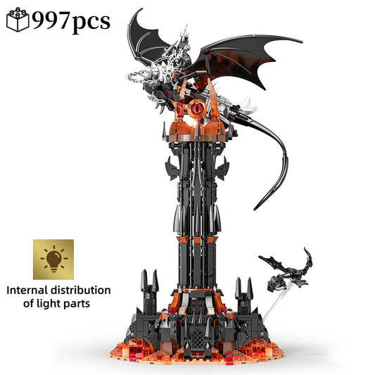 Moc-Lord Movie Rings Model The Fell Beast Magic Tower Building Blocks Fortress Castle Creative Assemble  Bricks Toys Gift For Kids
