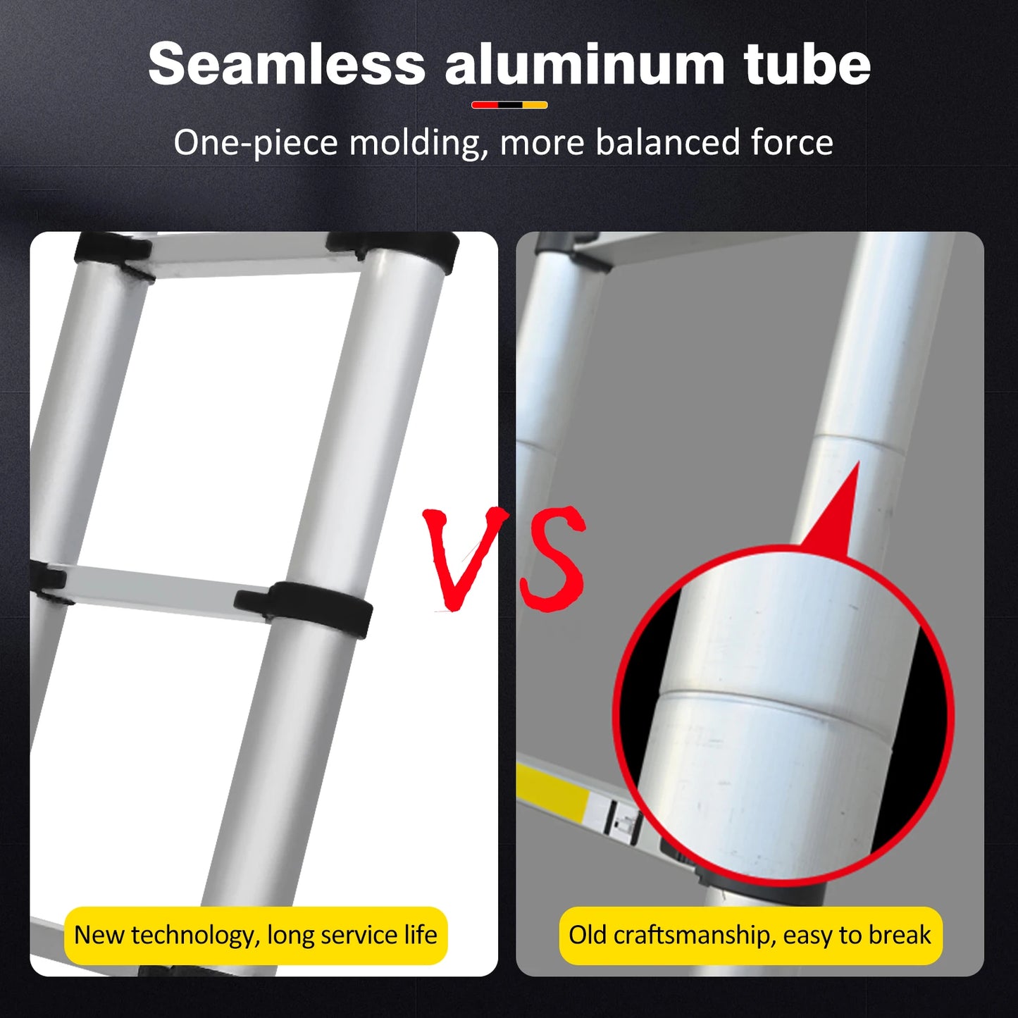 Multi-Size Aluminium Telescopic Ladder with Non-Slip Feet,Adjustable Lightweight Ladder