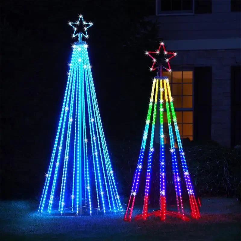 Control Christmas NEW LED Tree Indoor Outdoor Metal Ring Led String Decorative Light