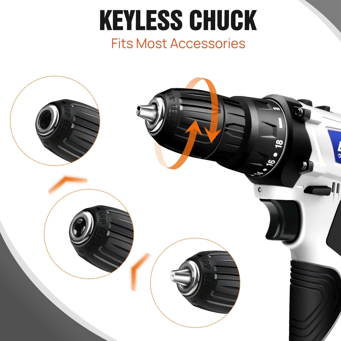 12V Cordless Drill Combo Cutter Electric Screwdriver Kit, 2 Variable Speed 18 + 1 Torque Setting, 23 Drill/Screwdriver Bits