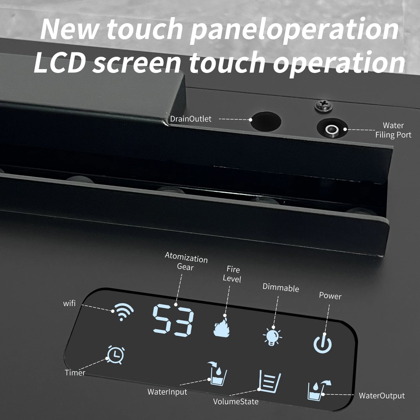 Smart Home 3D Fireplace Water Steam Humidifier LED Decorative Flame TV Wall Sound Electric