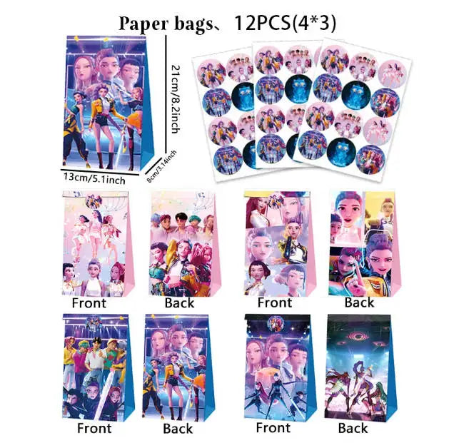 Kpop Demon Hunter Birthday Gift Bag Paper Box Party Favors Goodie Filler Candy Box Storage Party Supplies