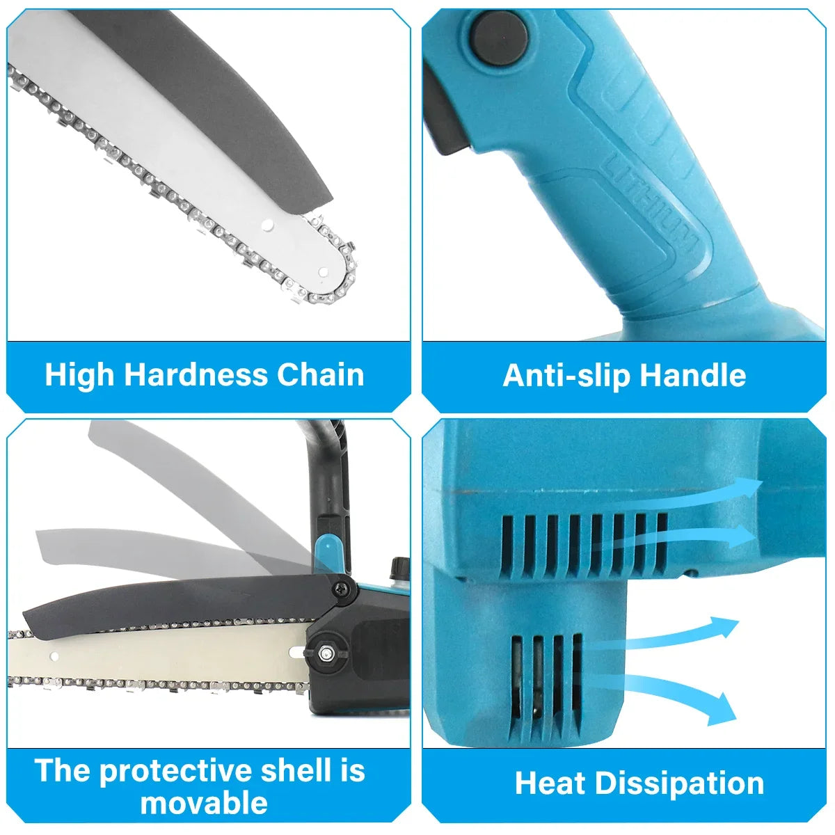 10inch 4000W Mini Cordless Chainsaw Electric One-Hand Wood Cutter 2 Batteries for Trimming