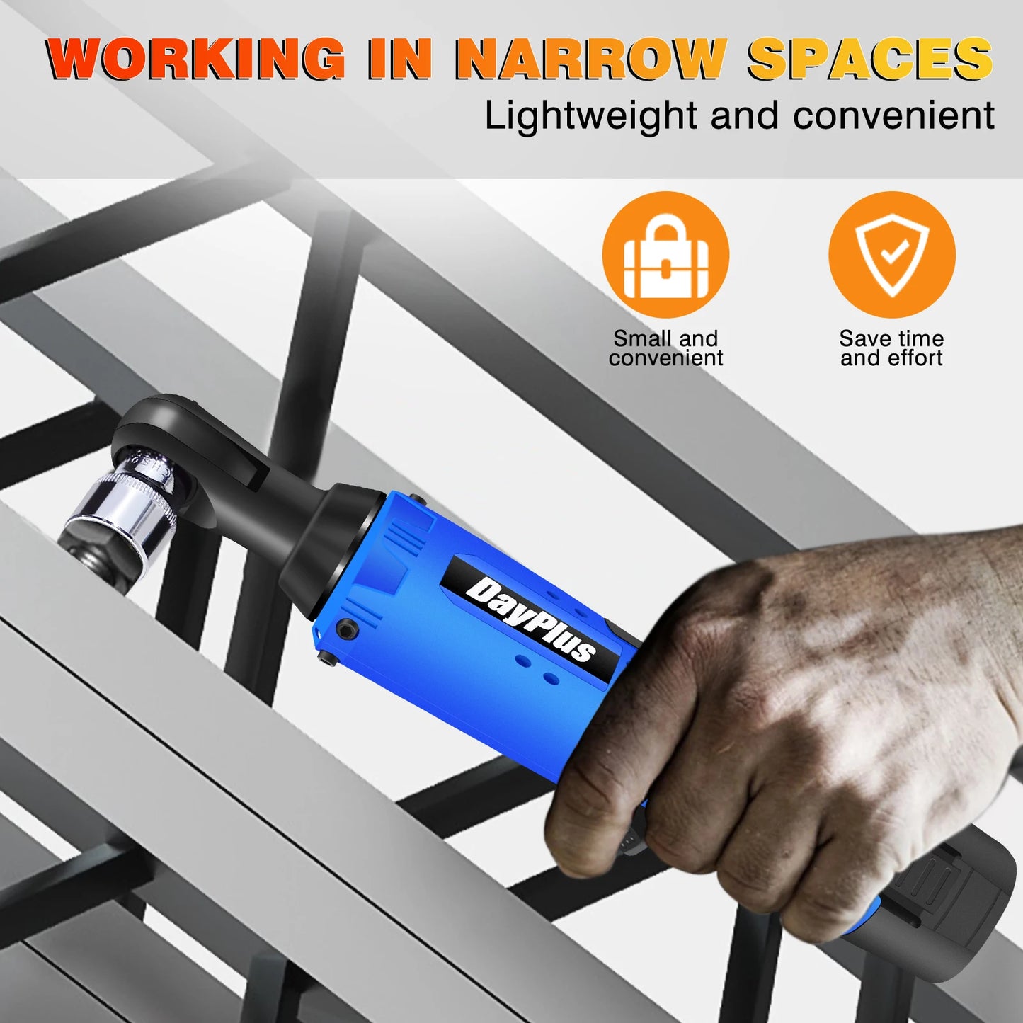 3/8’ 12 V Extended Cordless Ratchet for Car Repair, DIY Work, Automotive