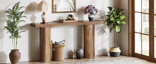 63" Rectangle Long Bar Table with Pillar Legs