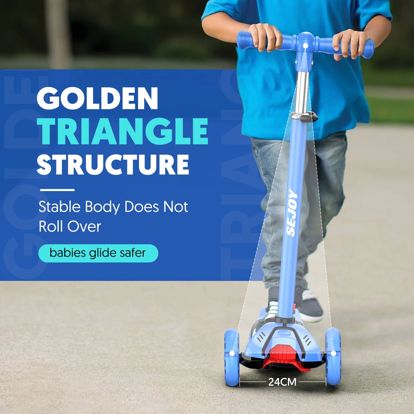 Adjustable foldable pedal Kids Scooter Light-Up 3 Wheels Adjustable Height to Steer for Ages 3-10