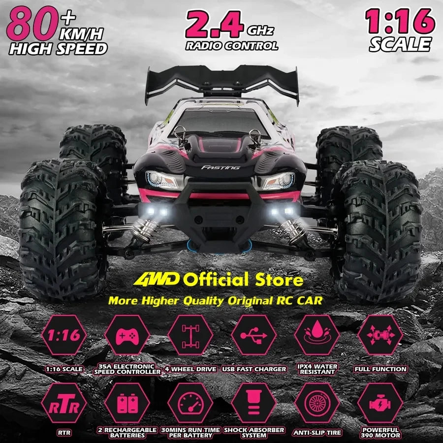 4WD Remote Control Car Off Road 4x4 RC High Speed Buggy Truck Super Brushless 50 or 80KM/H Fast Drift Racing Toy Kids Adults