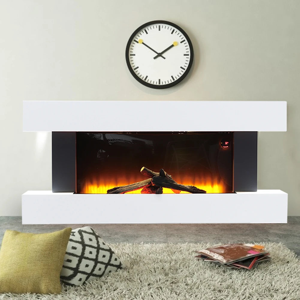 50 inch Large LED Fireplace Electric Heater Fire High Gloss glass Slim Flame