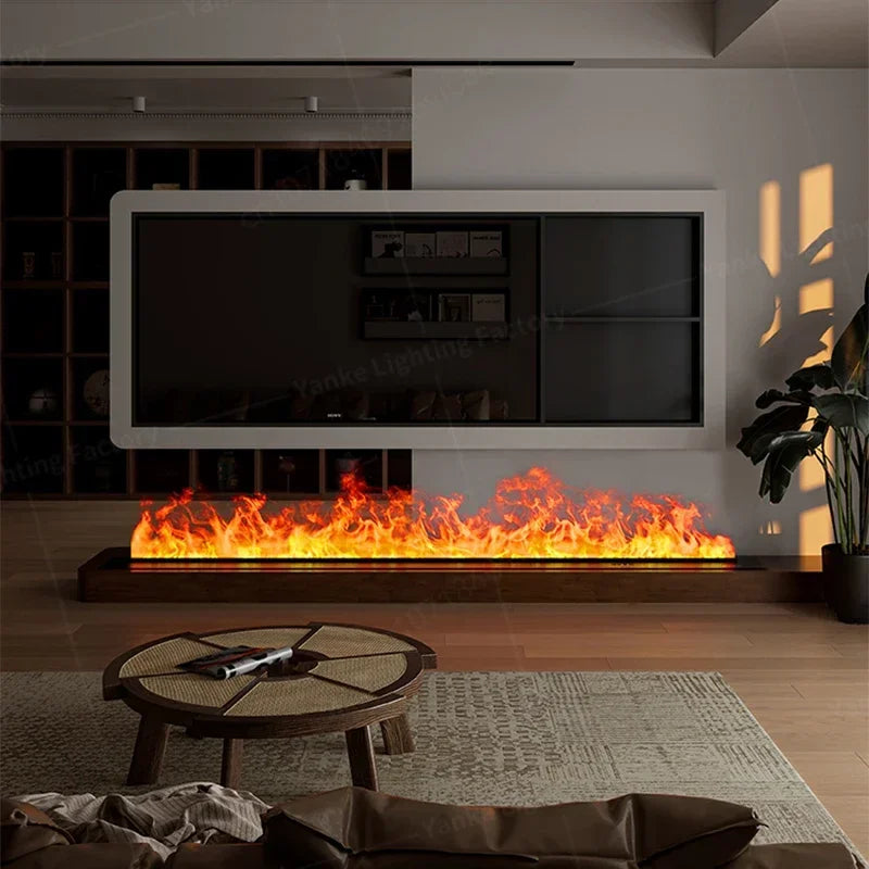 Water Electric Fireplace 3D Remote Control APP Interior Decoration Steam Mist Embedded Realistic Flame