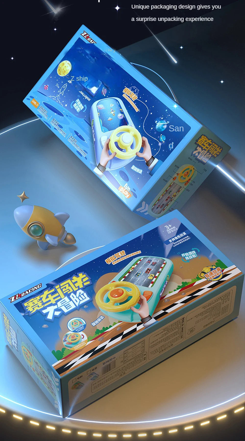 Racing Car Electronic Adventure Game Steering Wheel Driving Toy Children Simulation Vehicles With Music Sound For Kids