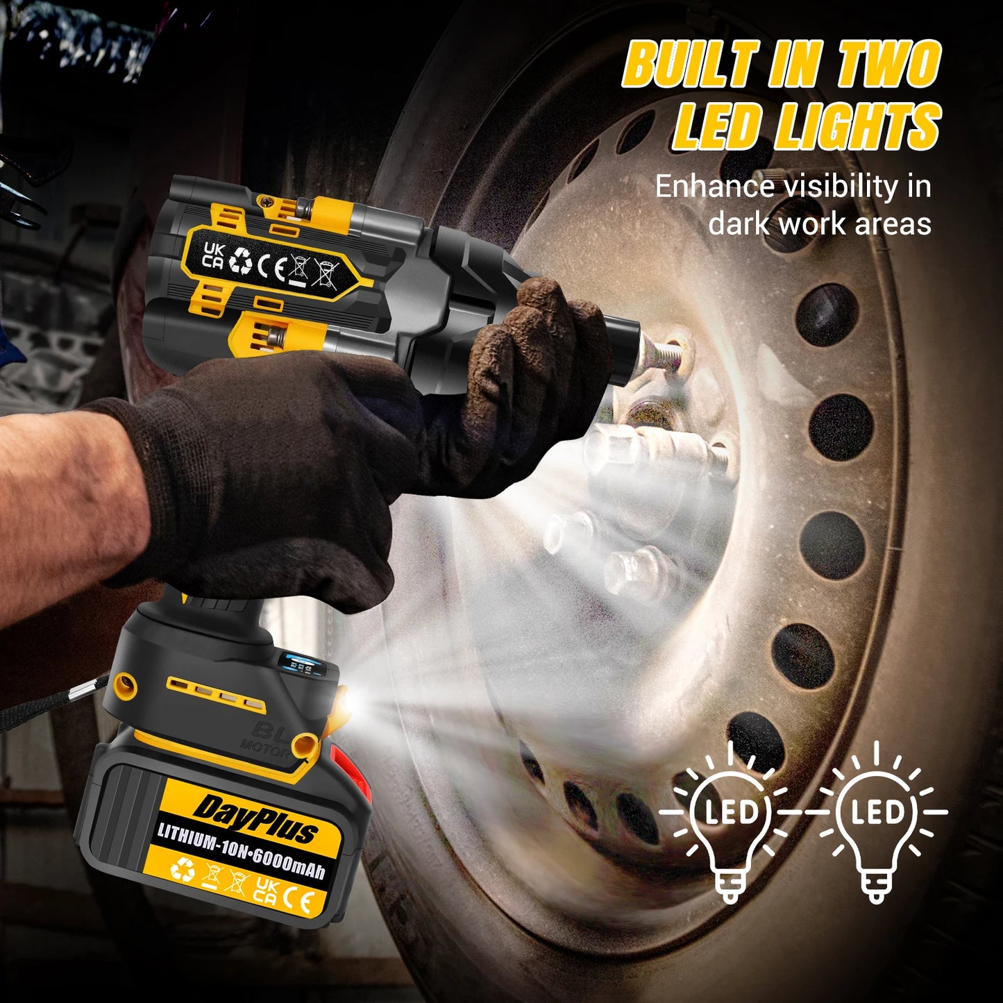 Cordless High Torque Impact Wrench Electric 750N.m, For Home Tools Kit