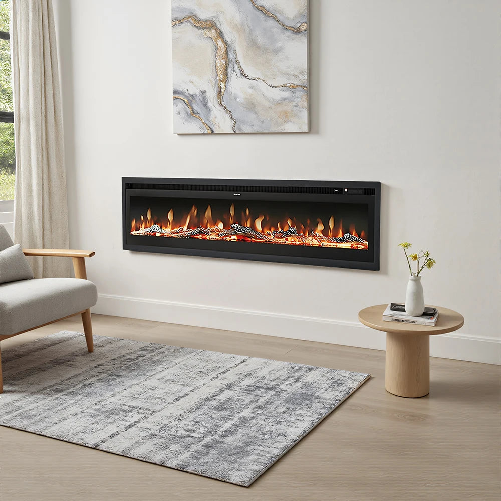 70/80 Inch Electric Fireplace with Remote 12 Flame Colours 1800W Home Decoration