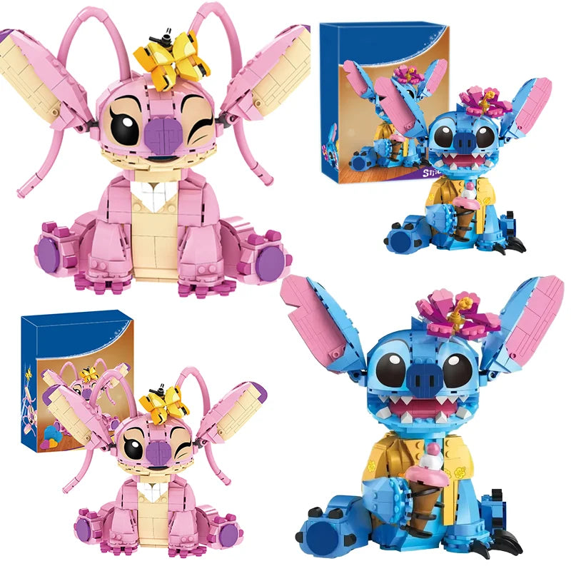 New Stitch Angel CP Building Blocks 2025 - Large Piece Cartoon Toys with Moving Ears Gift for Birthday