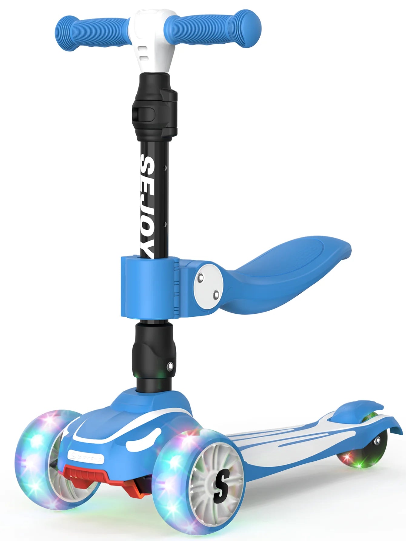 SEJOY Kick Scooter for Kids with 3 Light Up Wheels and Adjustable Height, Foot Scooters