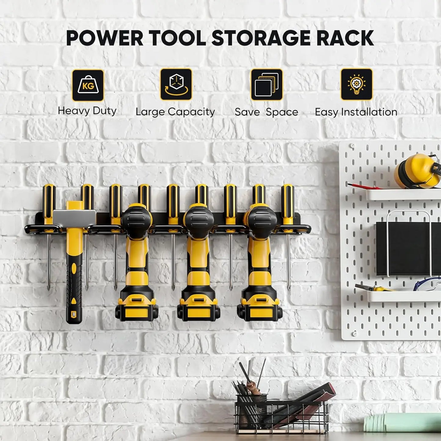 3-Layer Power Tool Organizer Wall Tool Shelf Cabinet Electric Drill Tool Trolley Storage for Garage Workshop