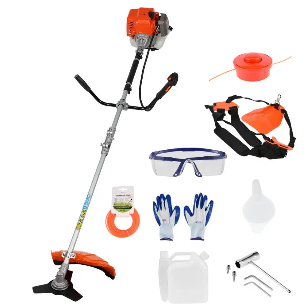52cc Weed Wacker Gas Powered Trimmer 2 in 1 Cordless 2-Stroke Brush Cutter Handheld Lawn Mower Garden Tools