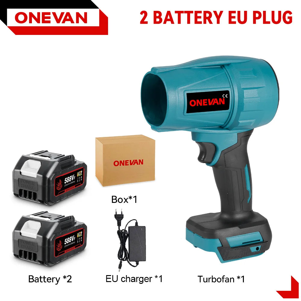 ONEVAN 2000W 200M/S Brushless Electric Turbo Fan Cordless Leaf Air Blowers Snow Dust Blowing Power Tool