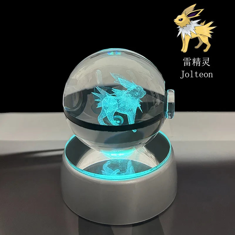 Pokemon 3D Crystal Ball Pikachu Gengar Eevee Mewtwo Anime Led Night Light