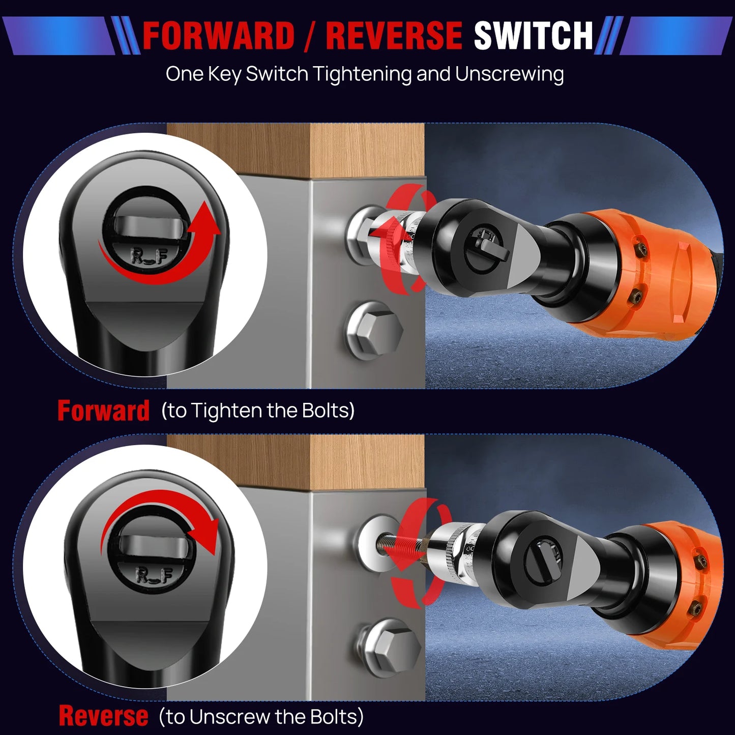 Cordless Ratchet Wrench,3/8" 12V Power Electric Ratchet Driver with 7 Sockets,Two 1500mAh Li-Ion Batteries