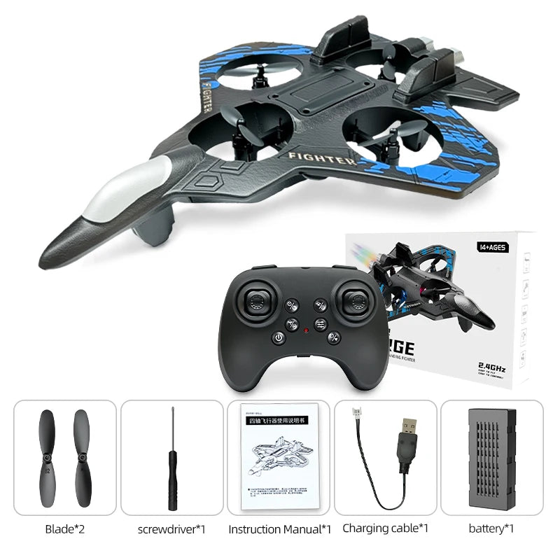 Foam RC Plane 2.4G Remote Control Stunt Glider 360 ° Flying Aircraft with LED for Kids