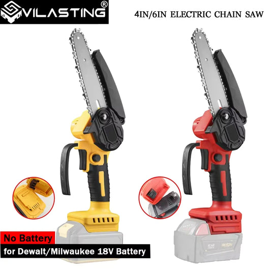 Mini Chainsaw 4/6Inch Cordless Woodworking Garden Electric Saw Cutting Power Tool Fit Dewalt/Milwaukee 18V Battery Pin